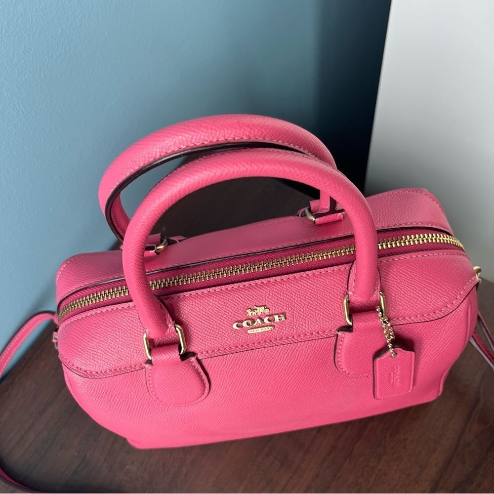 COACH Hot Pink Rowan Bennet Satchel Boston Bag Tote Crossbody Handbag - Picture 6 of 13